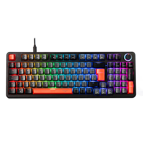 Teclado Mecánico Gamer Naceb Phyton NA-0972G | Switches Red RGB | Pulsación Suave y Silenciosa