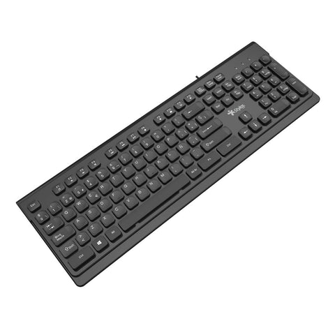 Teclado Alámbrico Stylos STPTEC6B Negro - Membrana 100% con 104 Teclas USB 1.5m - Resistente y de Respuesta Rápida - Durabilidad Diaria