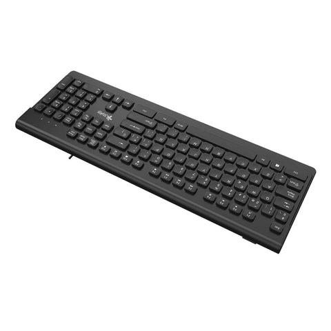 Teclado Alámbrico Stylos STPTEC6B Negro - Membrana 100% con 104 Teclas USB 1.5m - Resistente y de Respuesta Rápida - Durabilidad Diaria