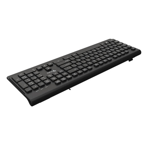 Teclado Alámbrico Stylos STPTEC6B Negro - Membrana 100% con 104 Teclas USB 1.5m - Resistente y de Respuesta Rápida - Durabilidad Diaria