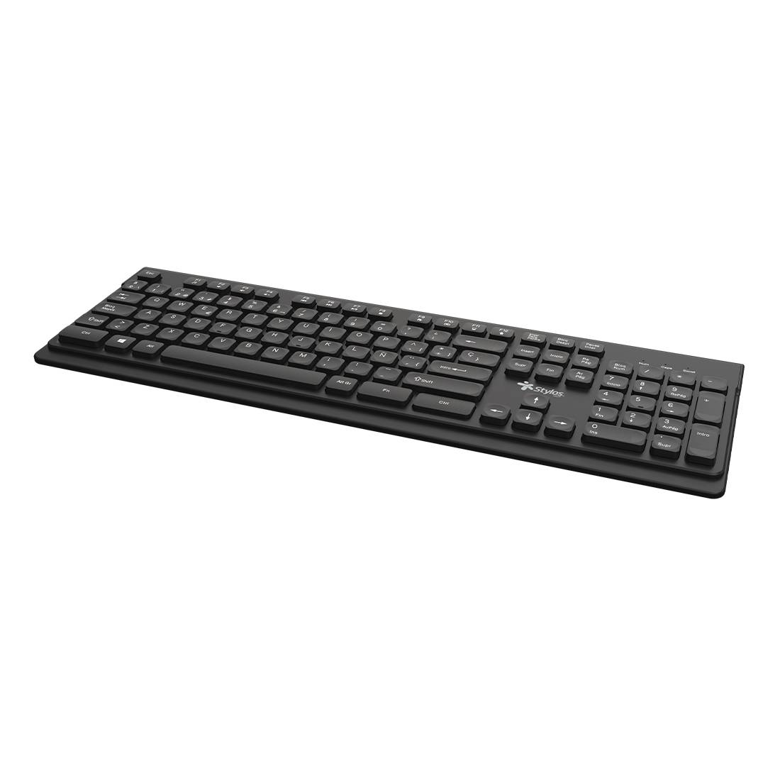 Teclado Alámbrico Stylos STPTEC6B Negro - Membrana 100% con 104 Teclas USB 1.5m - Resistente y de Respuesta Rápida - Durabilidad Diaria