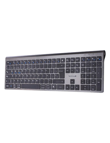 Teclado HEFESTOS Recargable TechZone TZACTCB01 - Conexión Bluetooth Multi-Dispositivo Plata - Compatible con Windows, Android y Mac - Elegancia Pura