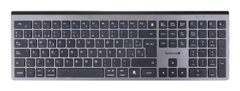 Teclado HEFESTOS Recargable TechZone TZACTCB01 - Conexión Bluetooth Multi-Dispositivo Plata - Compatible con Windows, Android y Mac - Elegancia Pura