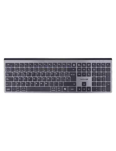 Teclado HEFESTOS Recargable TechZone TZACTCB01 - Conexión Bluetooth Multi-Dispositivo Plata - Compatible con Windows, Android y Mac - Elegancia Pura