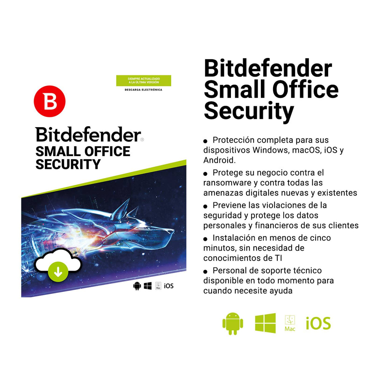 Bitdefender Small Office Security 50 Usuarios + 1 Servidor 3 Años | Protección de Red Definitiva - Licencia Cloud Original