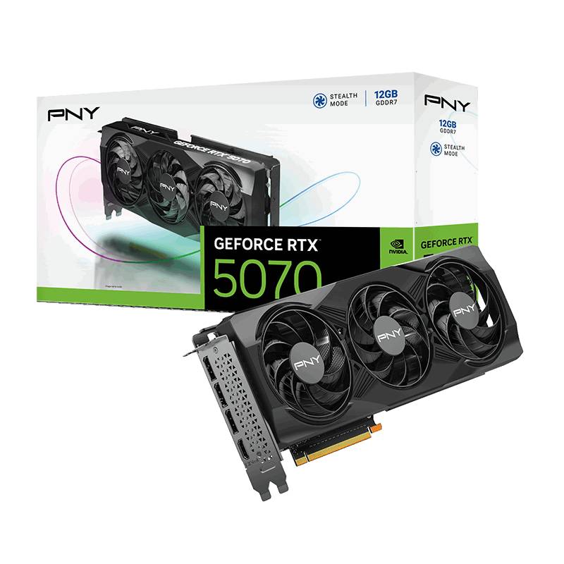 Tarjeta Gráfica PNY GeForce RTX 5070 Triple Fan OC - Memoria Dedicada 12GB GDDR7 - Gráficos de Próxima Generación - Rendimiento Brutal