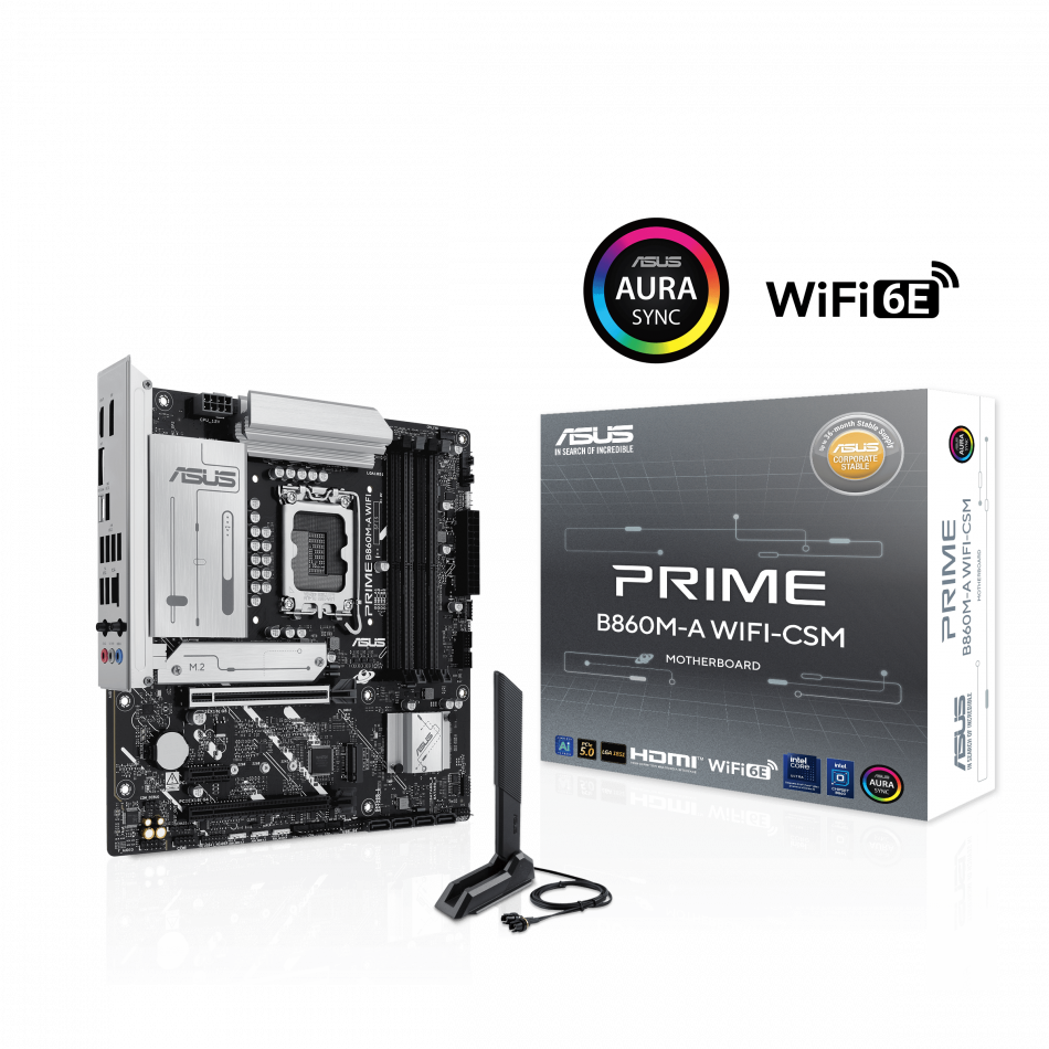 Tarjeta Madre Asus Lga Socket 1851, Ddr5, Hdmi, Display Port, Wifi 6E - (Prime B860M-A Wifi)