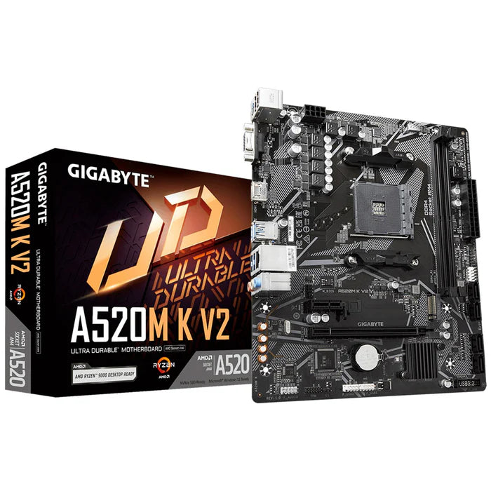 Tarjeta Madre Gigabyte A520M-K V2 AMD AM4 DDR4 Micro-ATX Oficina Hogar Ensamble