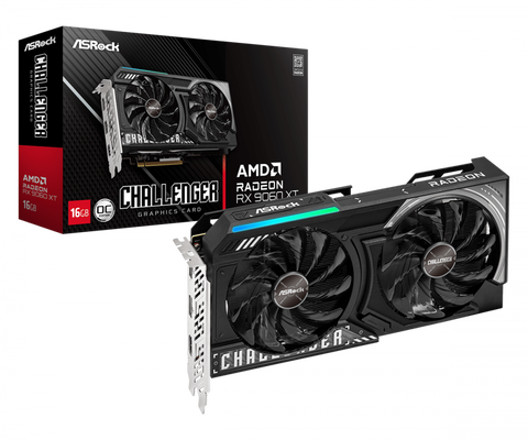 Tarjeta de Video ASRock AMD Radeon RX 9060 XT Challenger OC 16GB GDDR6 PCIe 5.0 - Soporte 8K y Dual Fan LED - Rendimiento Épico de Nueva Generación