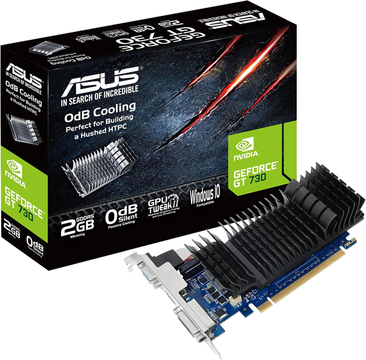 Tarjeta de Video ASUS NVIDIA GT730 2GB GDDR5 Bajo Perfil Ideal para PCs Compactas - Eficiente