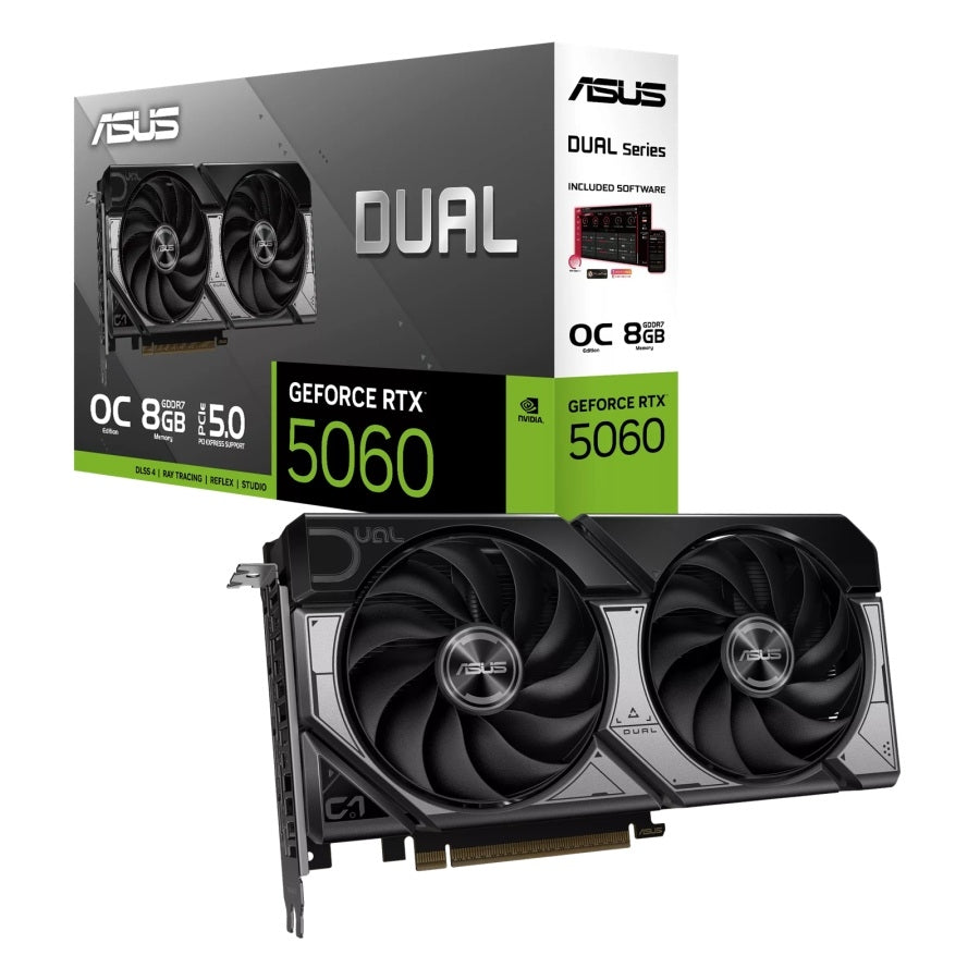 Tarjeta de Video ASUS NVIDIA RTX 5060 8GB GDDR7 PCIe 5.0 Rendimiento de Nueva Generación - Revolucionaria