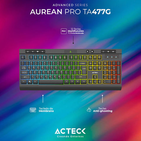Teclado Acteck Aurean Ta477G Alambrico Usb, Rgb, Color Negro - Ac-936743