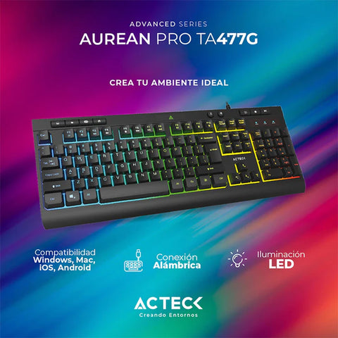 Teclado Acteck Aurean Ta477G Alambrico Usb, Rgb, Color Negro - Ac-936743