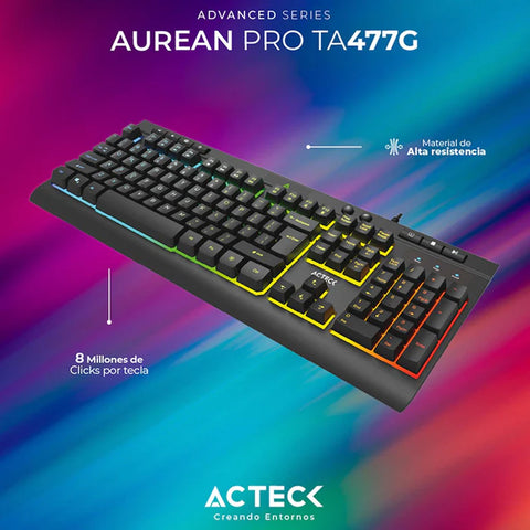 Teclado Acteck Aurean Ta477G Alambrico Usb, Rgb, Color Negro - Ac-936743