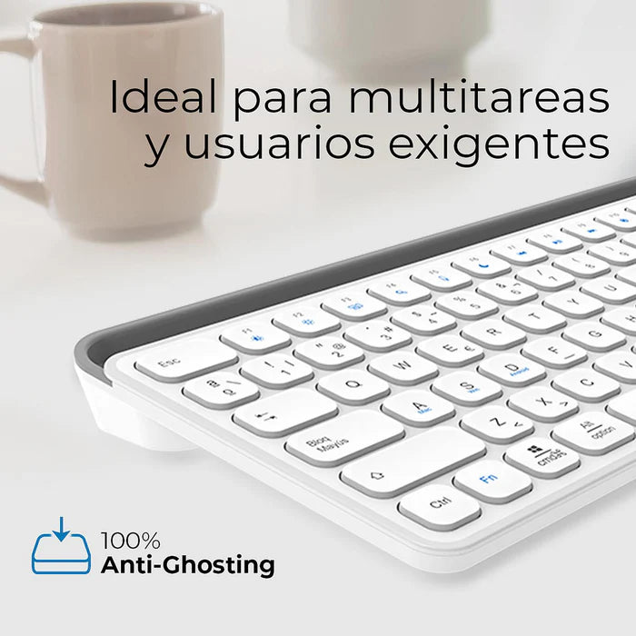 Teclado Acteck Inspire Trek Ti747, Inalambrico, Multidispositivo Dual, Windows - Mac -Android, Español, 99 Teclas