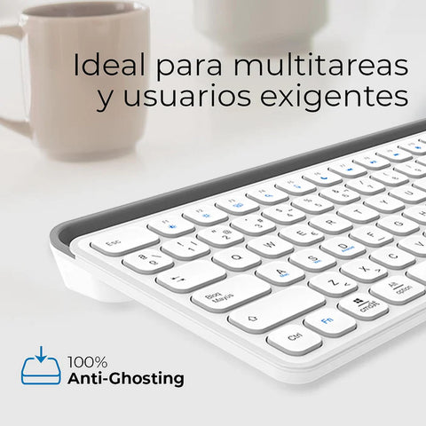Teclado Acteck Inspire Trek Ti747, Inalambrico, Multidispositivo Dual, Windows - Mac -Android, Español, 99 Teclas