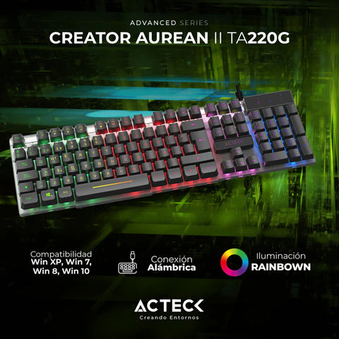 Teclado Acteck Led Aurean II Ta220G Alambrico Usb A Negro (AC-939195)