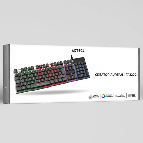 Teclado Acteck Led Aurean II Ta220G Alambrico Usb A Negro (AC-939195)