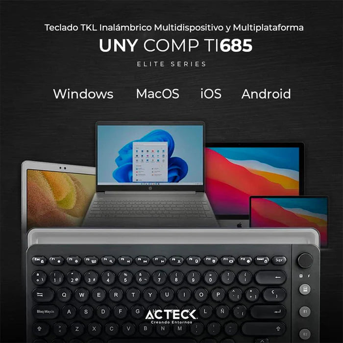 Teclado Acteck Multidispositivo Ti685 2.4 Ghz Con 3 Modos, Negro (AC-934183)