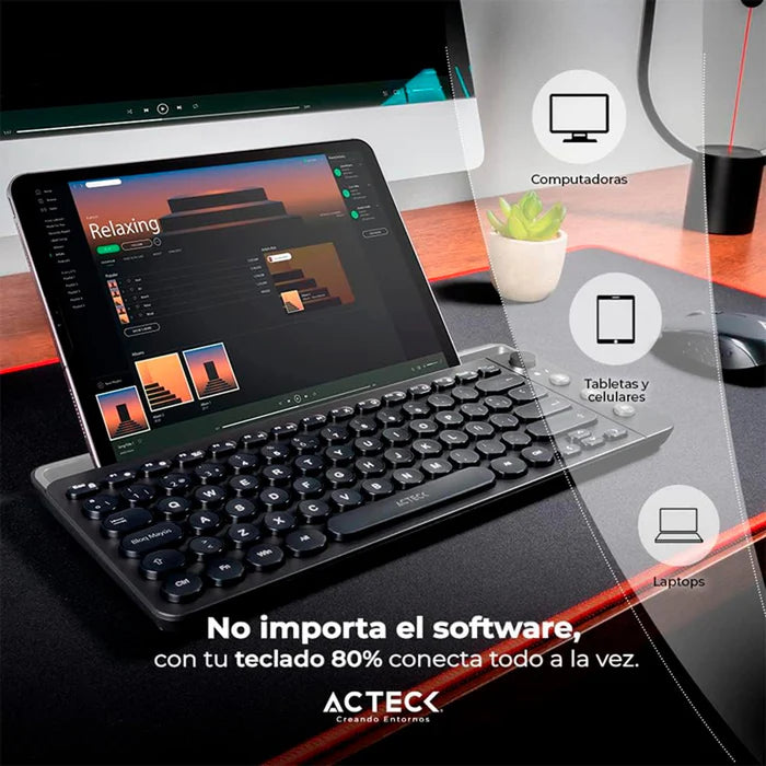 Teclado Acteck Multidispositivo Ti685 2.4 Ghz Con 3 Modos, Negro (AC-934183)