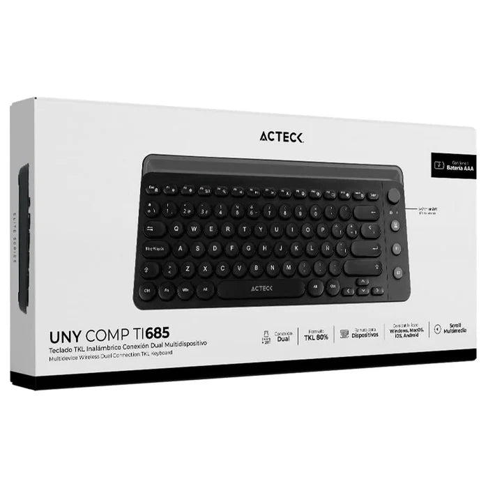 Teclado Acteck Multidispositivo Ti685 2.4 Ghz Con 3 Modos, Negro (AC-934183)