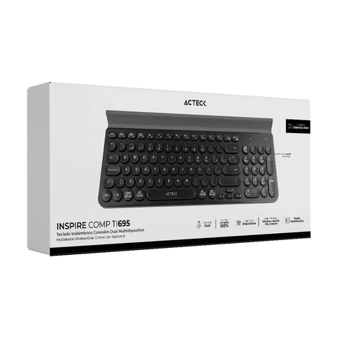 Teclado Acteck Multidispositivo Ti695, 3 Modos Bt, Negro (Ac-934206)