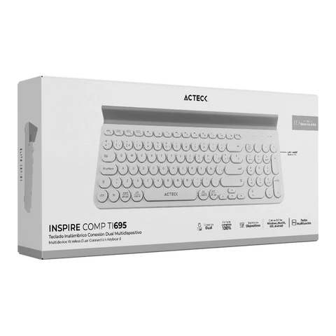 Teclado Acteck Multidispositivo Ti695, 3 Modos, Bt, Blanco (AC-934213)
