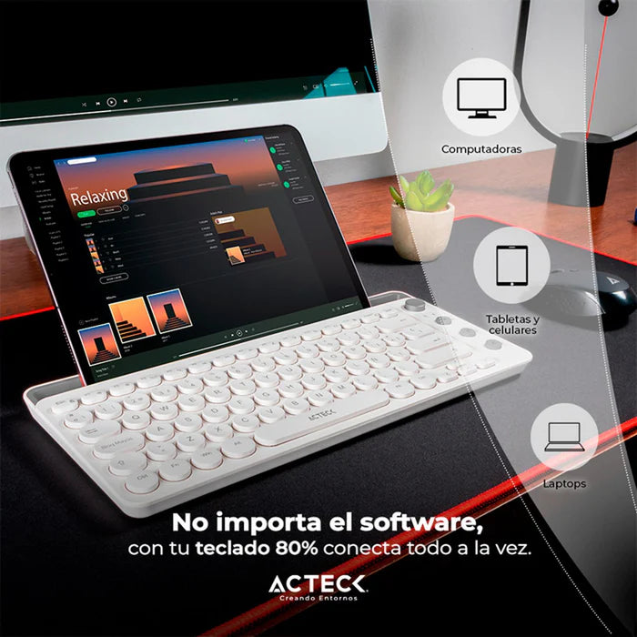 Teclado Acteck Uny Comp Ti685 2.4Ghz 3 Modos Bt Blanco (AC-934190)