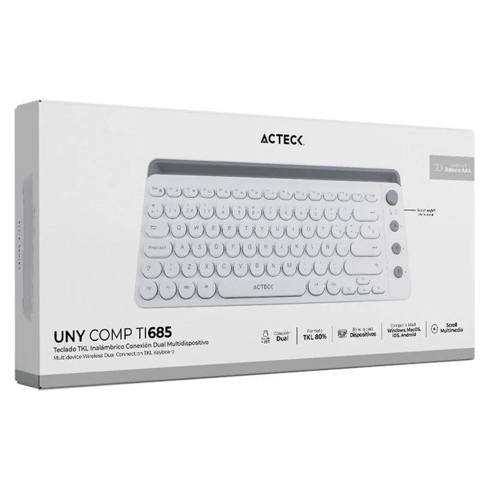 Teclado Acteck Uny Comp Ti685 2.4Ghz 3 Modos Bt Blanco (AC-934190)