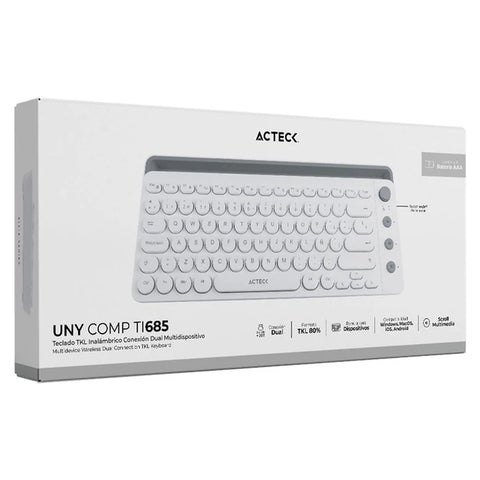 Teclado Acteck Uny Comp Ti685 2.4Ghz 3 Modos Bt Blanco (AC-934190)