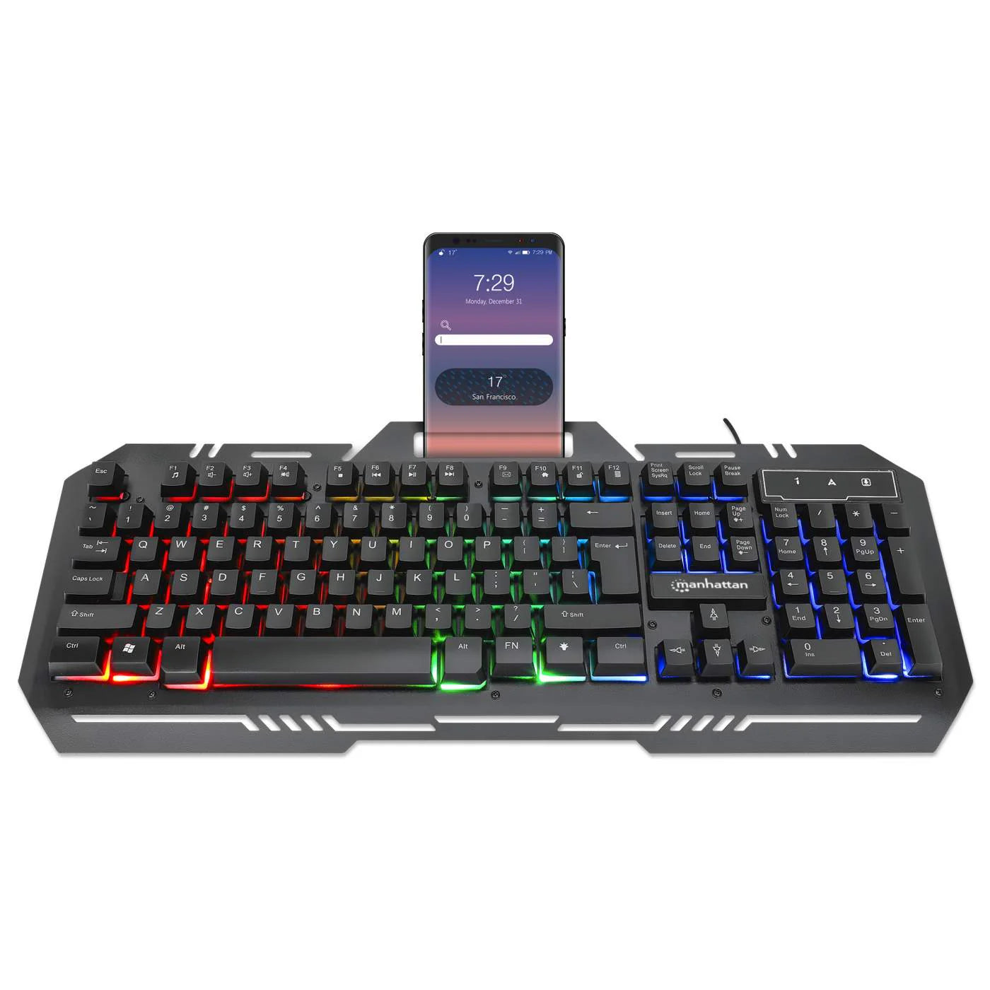 Teclado Gaming Manhattan Porta Celular Metalico (180610)