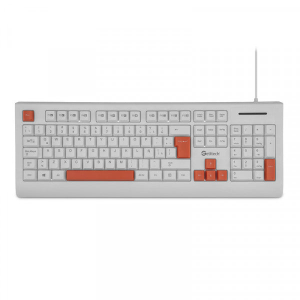 Teclado Getttech Slim Blanco Español Usb Reposamanos GGK-ESMWR-02-WH