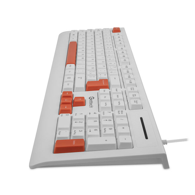 Teclado Getttech Slim Blanco Español Usb Reposamanos GGK-ESMWR-02-WH