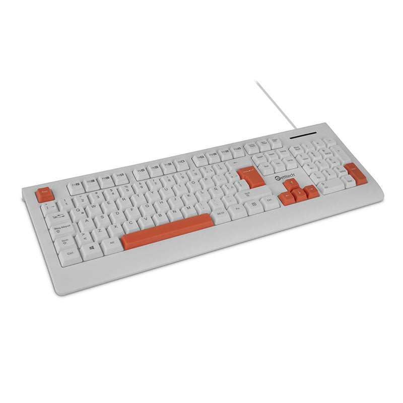 Teclado Getttech Slim Blanco Español Usb Reposamanos GGK-ESMWR-02-WH