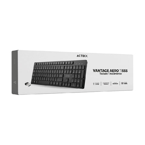 Teclado Inalámbrico Acteck Vantage Aero TI555 con Teclas Multimedia para Windows en Español - Ligero y Eficiente