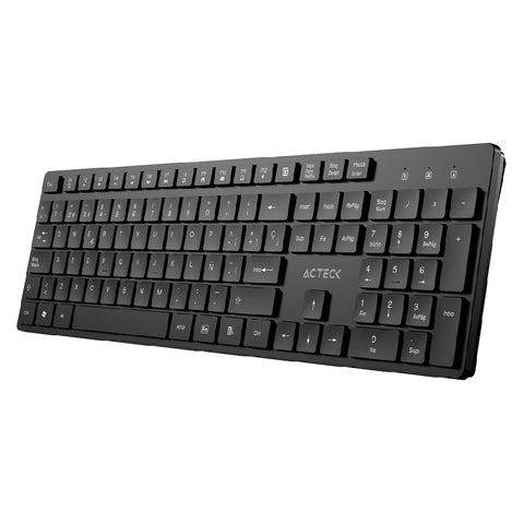 Teclado Inalámbrico Acteck Vantage Aero TI555 con Teclas Multimedia para Windows en Español - Ligero y Eficiente