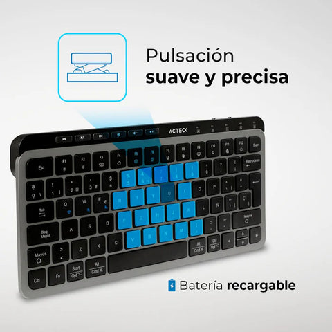 Teclado Multidisp Acteck Inspire Krea Ti750 65% 2Bt Negro Con Gris (Ac-940092)