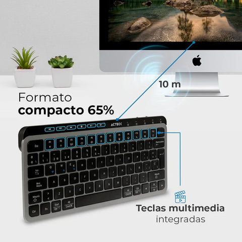 Teclado Multidisp Acteck Inspire Krea Ti750 65% 2Bt Negro Con Gris (Ac-940092)