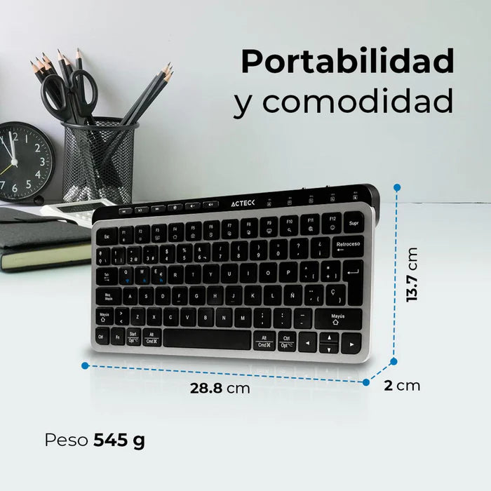 Teclado Multidisp Acteck Inspire Krea Ti750 65% 2Bt Negro Con Gris (Ac-940092)