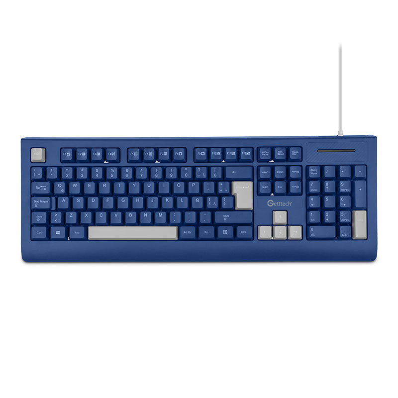 Teclado Slim Getttech Azul Español Usb Con Reposamanos GGK-ESMWR-02-BL