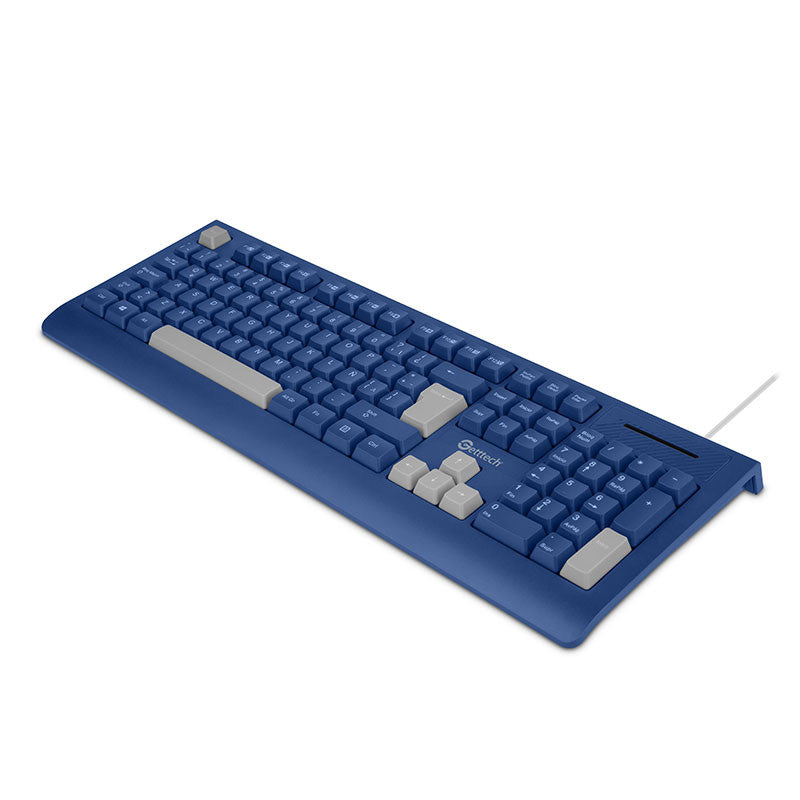 Teclado Slim Getttech Azul Español Usb Con Reposamanos GGK-ESMWR-02-BL