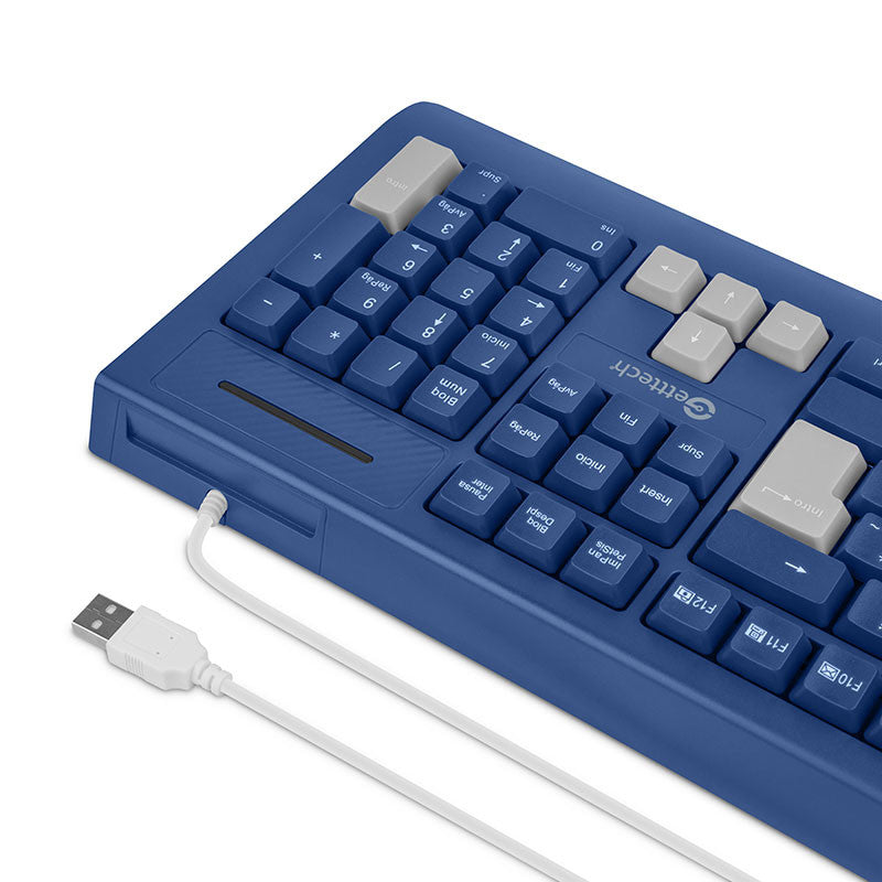 Teclado Slim Getttech Azul Español Usb Con Reposamanos GGK-ESMWR-02-BL