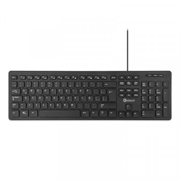 Teclado Slim Getttech Negro Español Usb Con Reposamanos - GGK-ESMWR-01