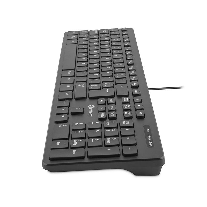 Teclado Slim Getttech Negro Español Usb Con Reposamanos - GGK-ESMWR-01