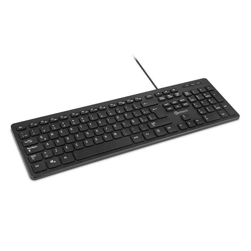 Teclado Slim Getttech Negro Español Usb Con Reposamanos - GGK-ESMWR-01