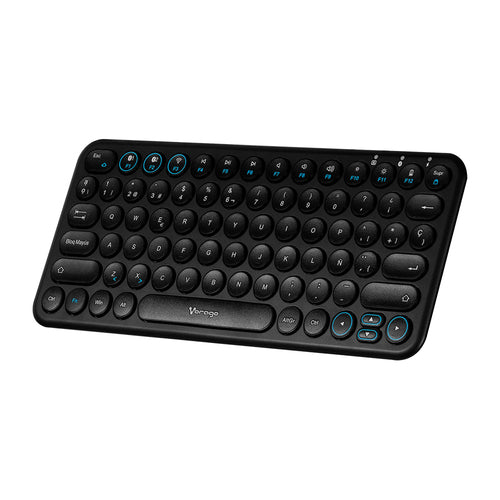 Teclado Vorago Slim Recargable Tipo C, 2 Bt + Wireless Negro Kbw-400
