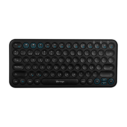 Teclado Vorago Slim Recargable Tipo C, 2 Bt + Wireless Negro Kbw-400