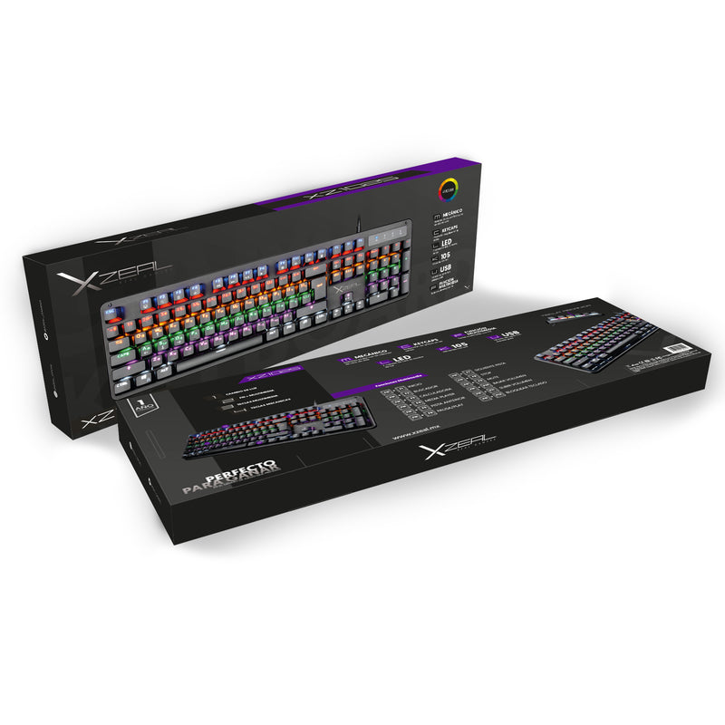 Teclado Xzeal Gaming Mecanico, Led Negro Usb, 105 Teclas (XZKX025B)