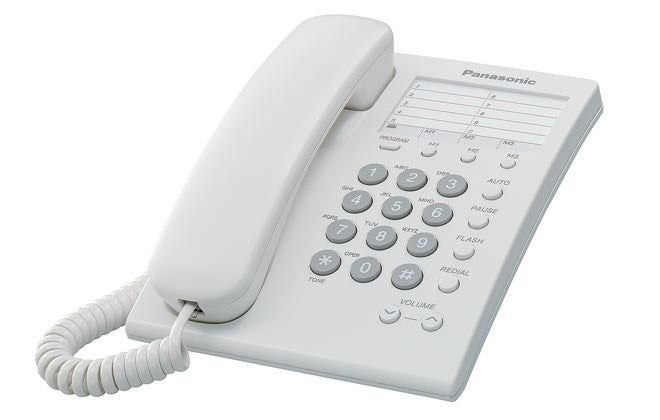 Teléfono Panasonic Kx-Ts550Mew Alámbrico Básico Unilinea Con Marcador Rápido De 10 Números Control De Volumen De 4 Niveles Blanco