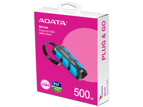 Unidad Ssd Externo Adata Sc740 500Gb Usb-C 3.2 1,000Mb/S (Sc740-500G-Cbu)